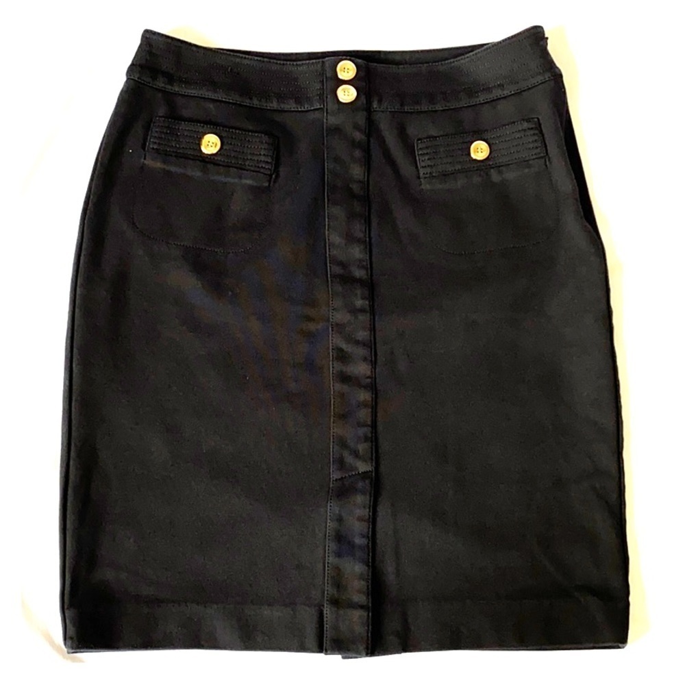 Rafaella Sz 6 Gold Button Black Skirt